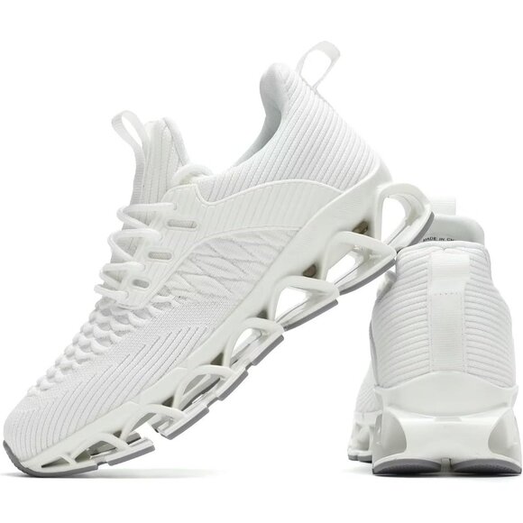 Women's White Slip-On Walking Running Shoes Blade Sneakers Non-Slip Comfort - Picture 8 of 8